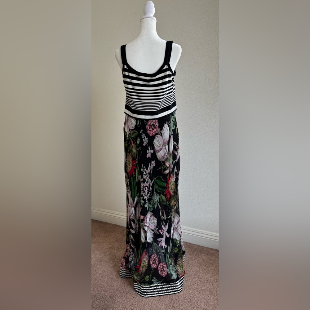 Beate Heymann Stripe Bodace Dress In Floralis Size 8 Sleeveless Maxi - Picture 4 of 15